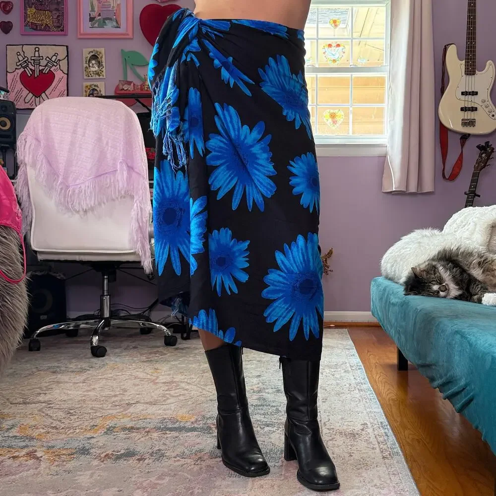 Vintage 90s / Y2K floral sarong wrap skirt